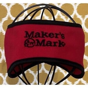 Maker's Mark Bourbon Fleece Ear Warmers OS Embroidered Headwear Red Black Trim